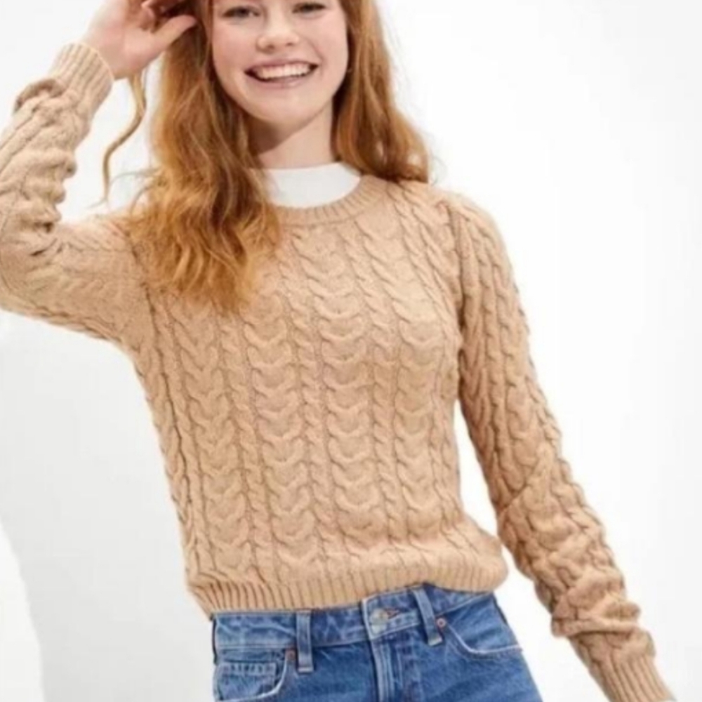 American Eagle Cable Knit Crew Neck Sweater Size S